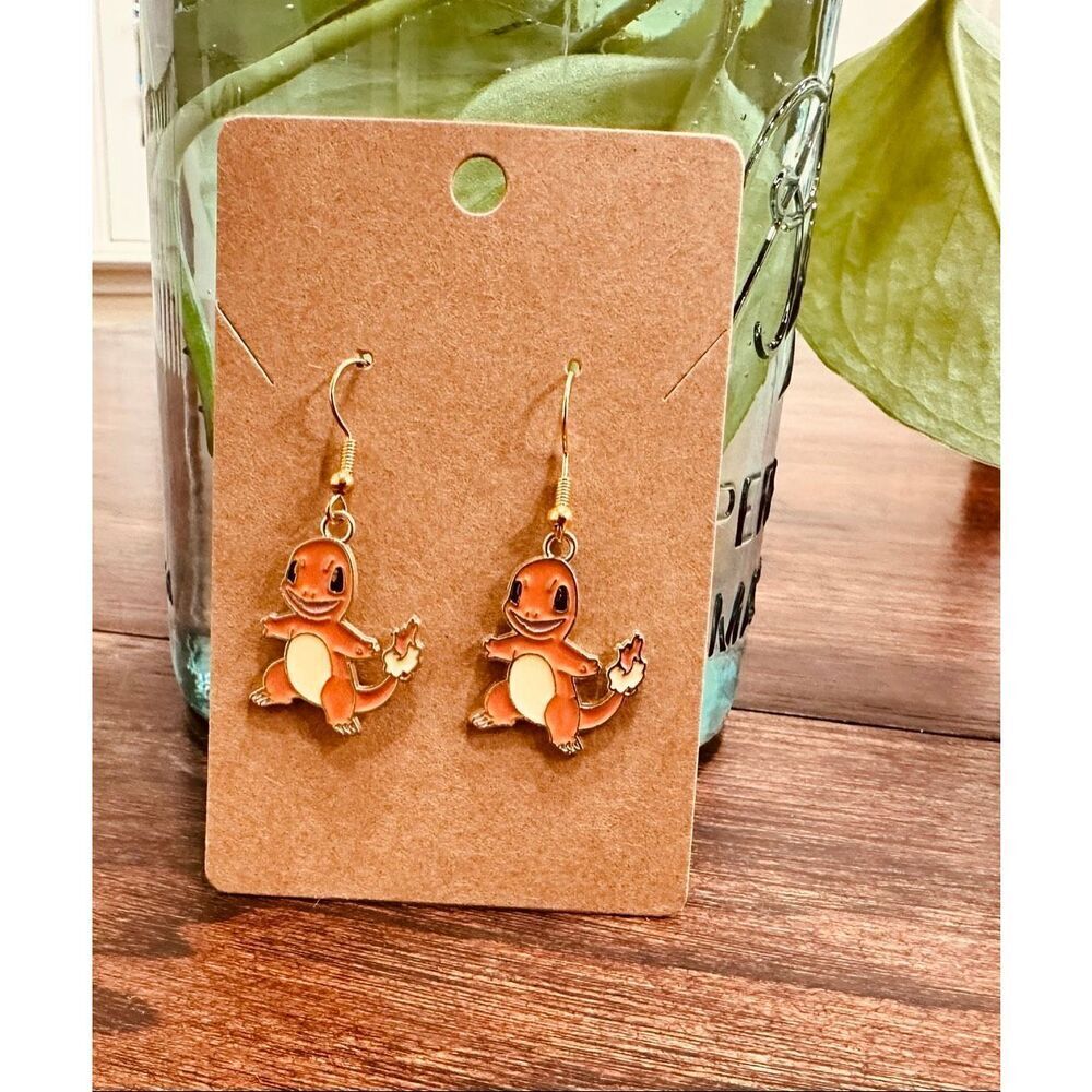 PokΓ©mon Charmander Orange Dangle Drop Gaming Earrings New
